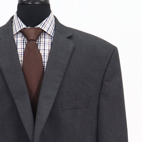 Van Heusen 54R Gray Solid 2-Button Sport Coat Blazer Jacket G365 - Picture 5 of 11